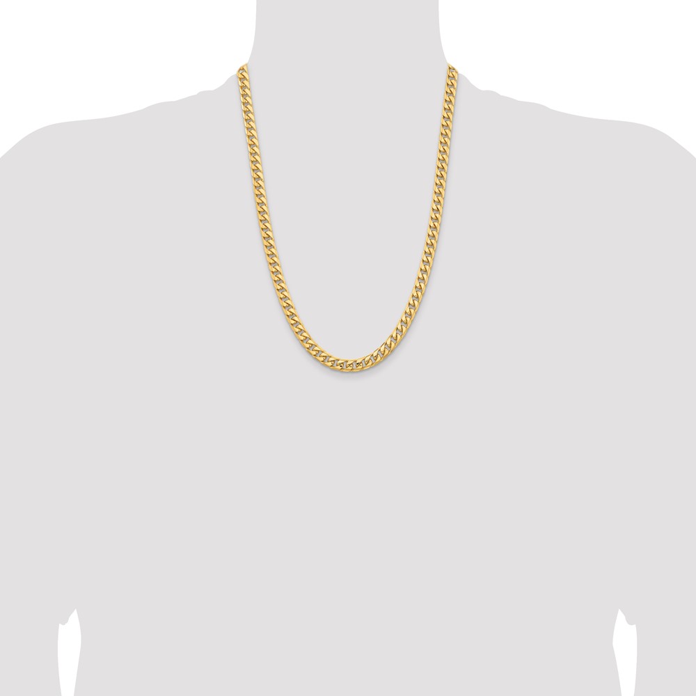 14K 24 inch 6.75mm Solid Miami Cuban Link with Lobster Clasp Chain (DCU220-24)