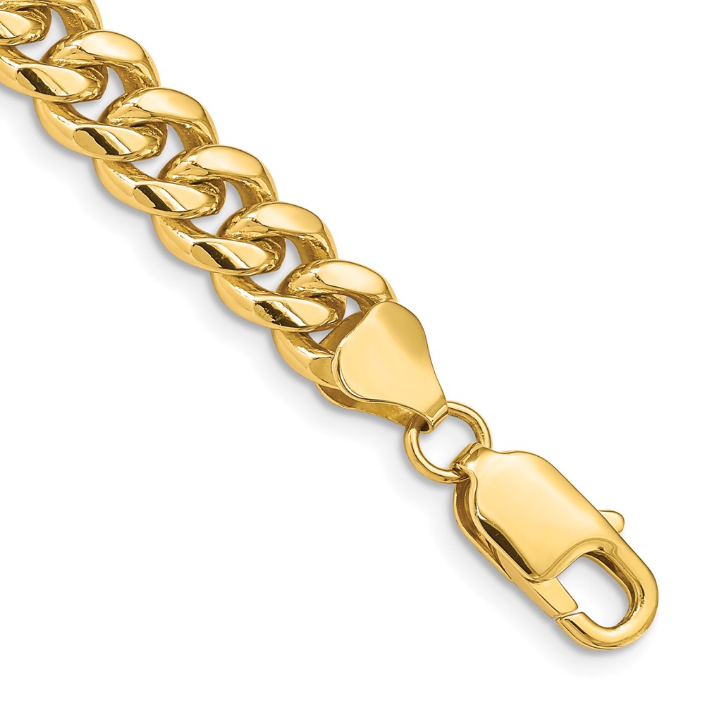 14K 8.5 inch 6.75mm Solid Miami Cuban Link with Lobster Clasp Bracelet (DCU220-8.5)