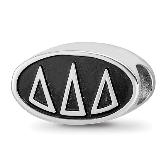 Sterling Silver LogoArt Delta Delta Delta Sorority Greek Letters Enameled Oval Bead