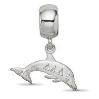 Sterling Silver Rhodium-plated LogoArt Delta Delta Delta Dolphin on Bead view 3
