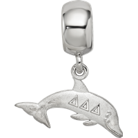 Sterling Silver Rhodium-plated LogoArt Delta Delta Delta Dolphin on Bead view 4