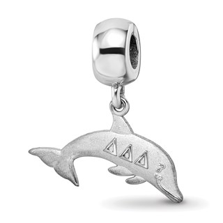 Sterling Silver Rhodium-plated LogoArt Delta Delta Delta Dolphin on Bead
