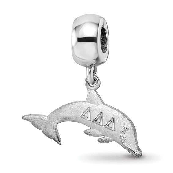 Sterling Silver Rhodium-plated LogoArt Delta Delta Delta Dolphin on Bead