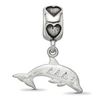 Sterling Silver RH-plated LogoArt Delta Delta Delta Dolphin on Heart Bead view 3