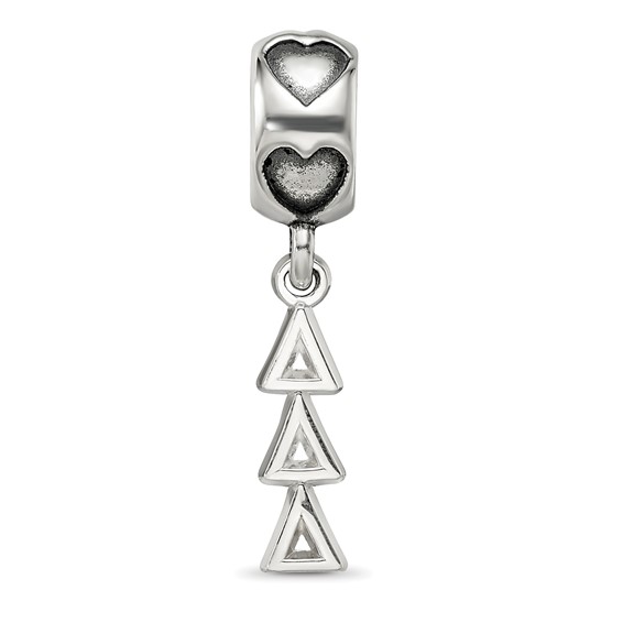 Sterling Silver RH-plate LogoArt Delta Delta Delta Vertical Letters Heart B