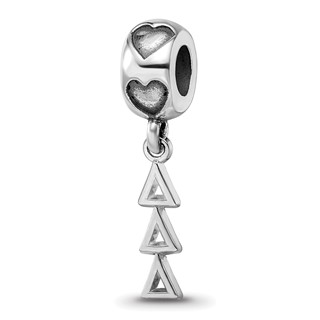 Sterling Silver RH-plate LogoArt Delta Delta Delta Vertical Letters Heart B