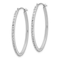 14K White Gold Diamond Fascination Diamond Dust Accent 2x 31mm Oval Hoop Earrings view 2