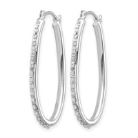 14K White Gold Diamond Fascination Diamond Dust Accent 2x 31mm Oval Hoop Earrings view 2