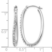 14K White Gold Diamond Fascination Diamond Dust Accent 2x 31mm Oval Hoop Earrings view 4