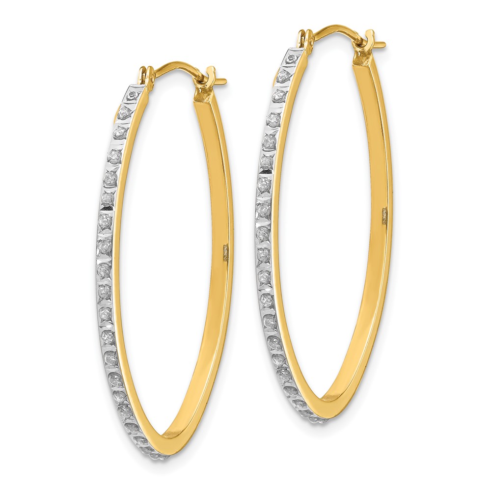14k Diamond Fascination Oval Hinged Hoop Earrings (DF110)