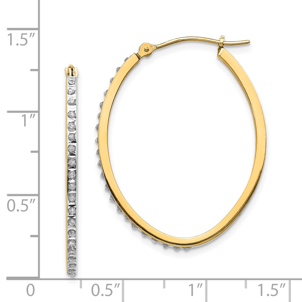 14k Diamond Fascination Oval Hinged Hoop Earrings (DF110)