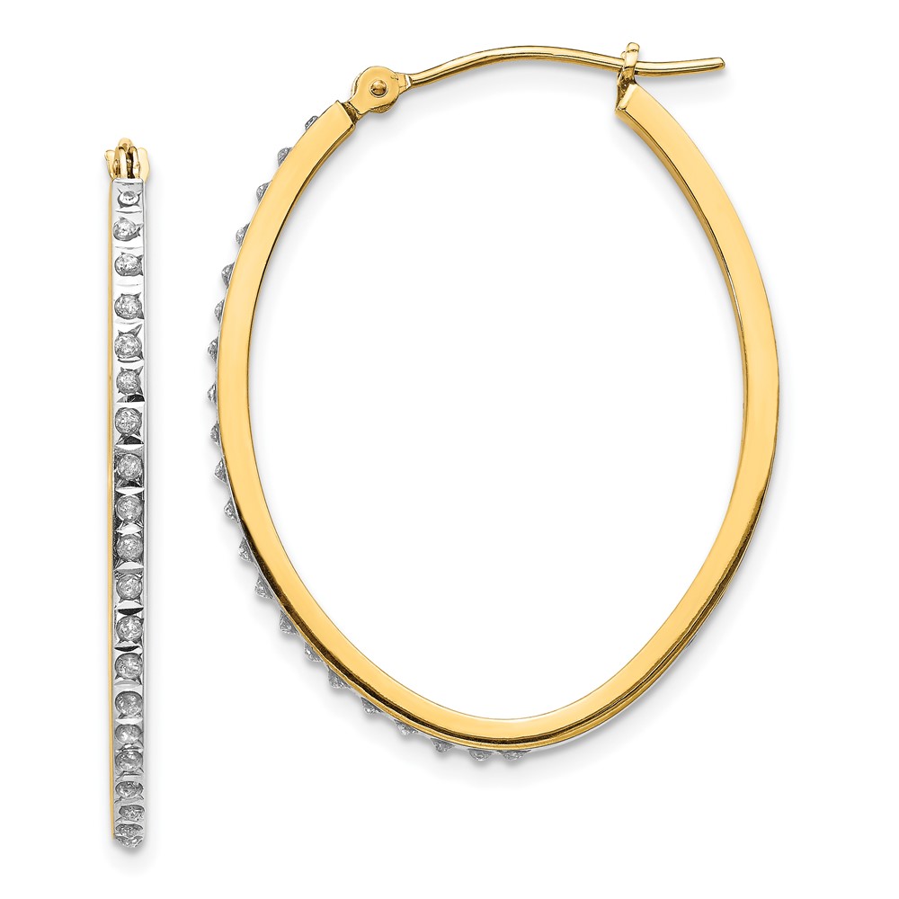 14k Diamond Fascination Oval Hinged Hoop Earrings (DF110)