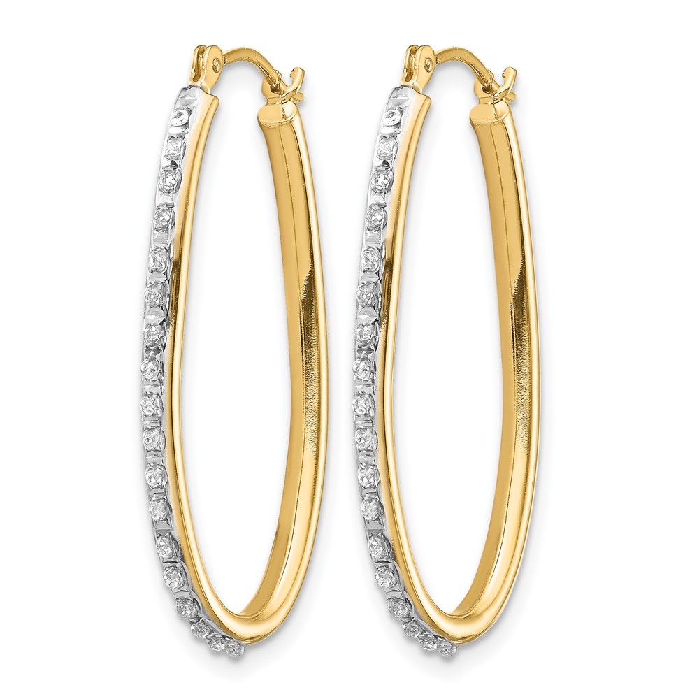 14k Diamond Fascination Oval Twist Hoop Earrings (DF111)