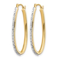 14K Yellow Gold Diamond Fascination Diamond Dust Accent 2x 31mm Oval Twist Hoop Earrings view 2