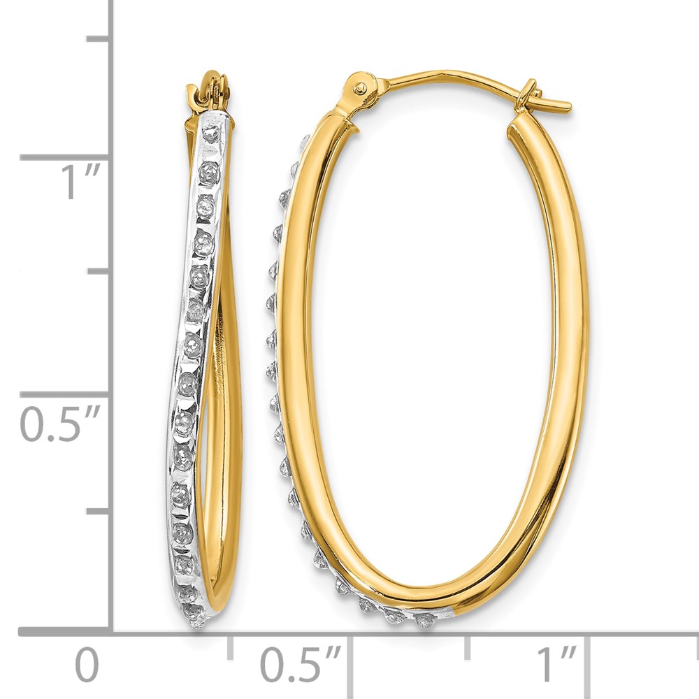 14k Diamond Fascination Oval Twist Hoop Earrings (DF111)