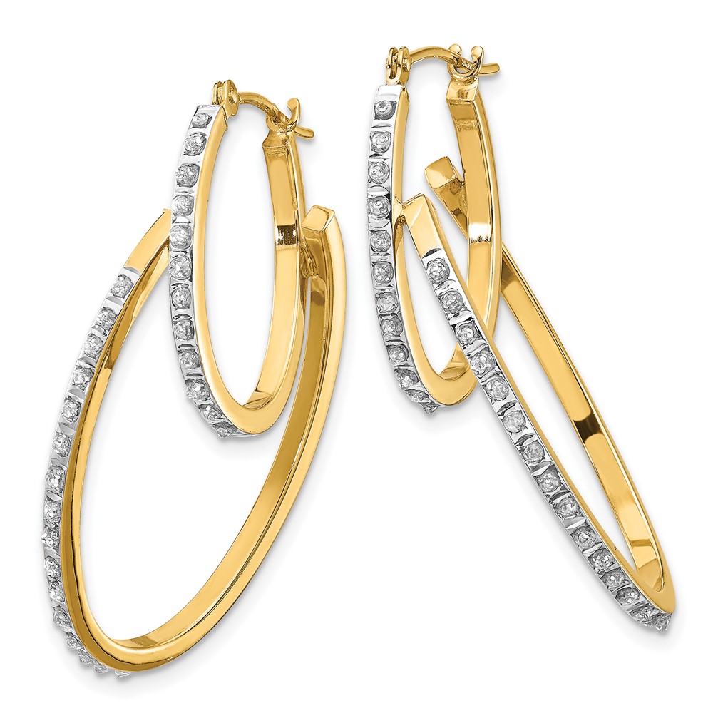 14k Diamond Fascination Hinged Double Hoop Earrings (DF113)