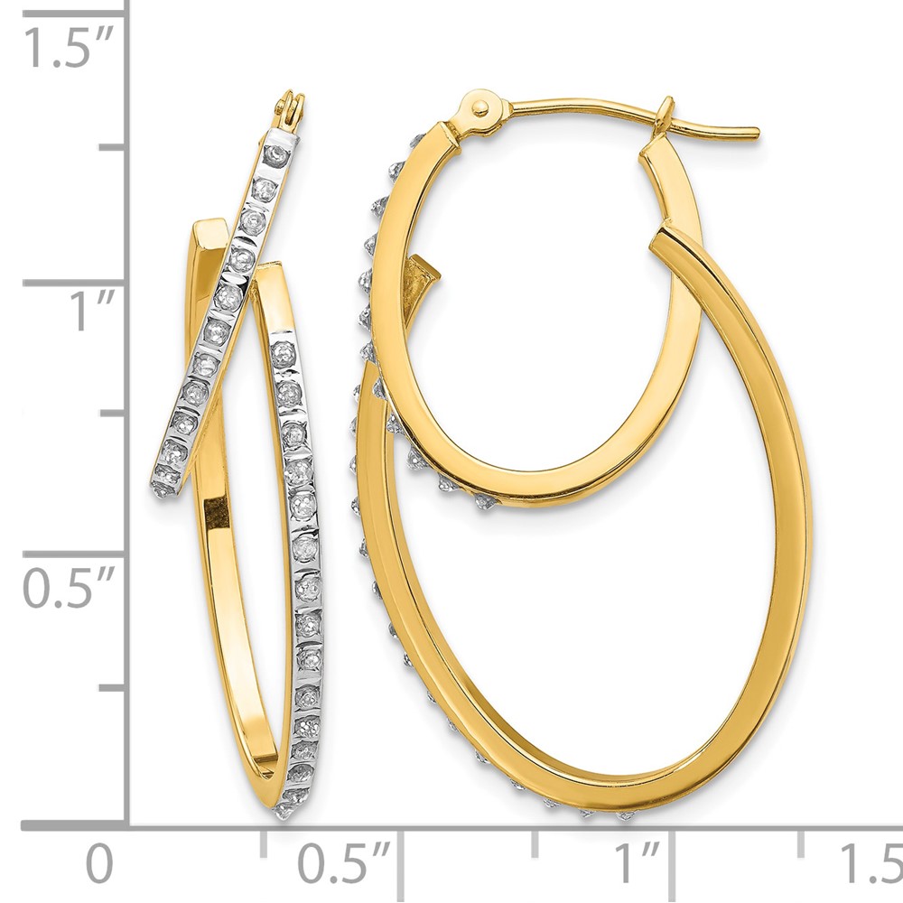 14k Diamond Fascination Hinged Double Hoop Earrings (DF113)