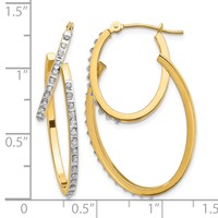 14K Yellow Gold Diamond Fascination Diamond Dust Accent Double Hoop Earrings view 4