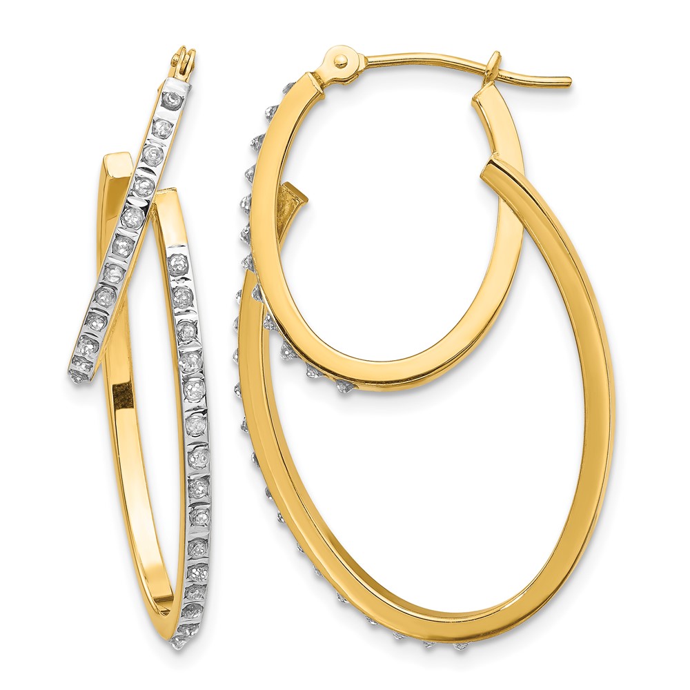 14k Diamond Fascination Hinged Double Hoop Earrings (DF113)
