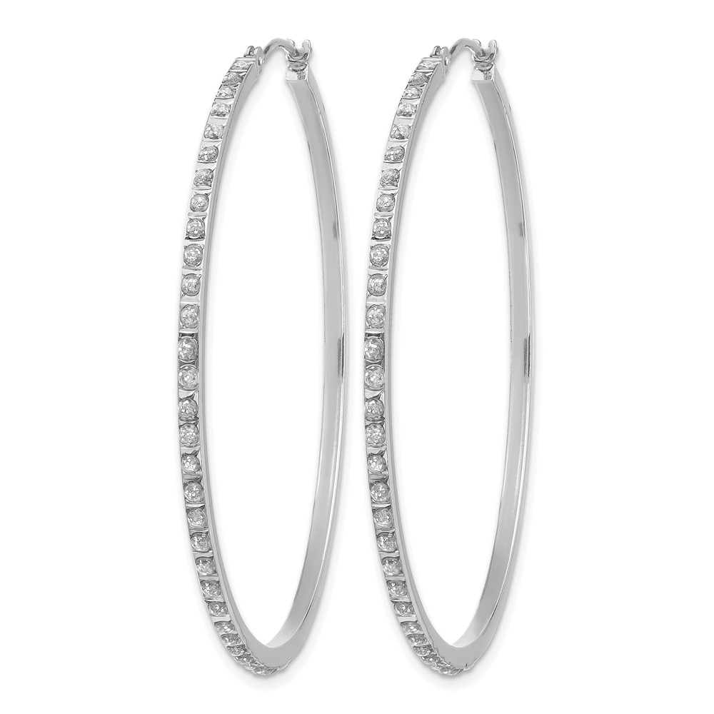 14k White Gold Diamond Fascination Lg Round Hinged Hoop Earrings (DF114)