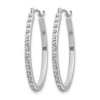 14K White Gold Diamond Fascination Diamond Dust Accent 2x 26mm Oval Hoop Earrings view 2