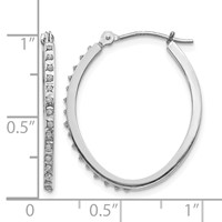 14K White Gold Diamond Fascination Diamond Dust Accent 2x 26mm Oval Hoop Earrings view 4