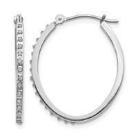 14K White Gold Diamond Fascination Diamond Dust Accent 2x 26mm Oval Hoop Earrings view 1