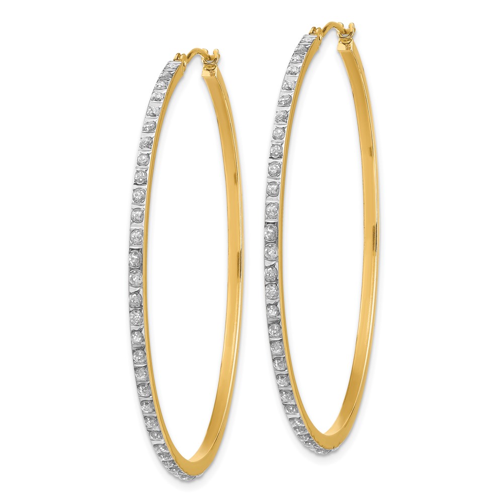 14kt Yellow Gold Diamond Fascination Large Round Hinged Hoop Earrings 51mm X 2mm eBay