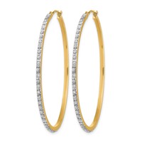 14K Yellow Gold Diamond Fascination Diamond Dust Accent 2x 46mm Round Hoop Earrings view 2
