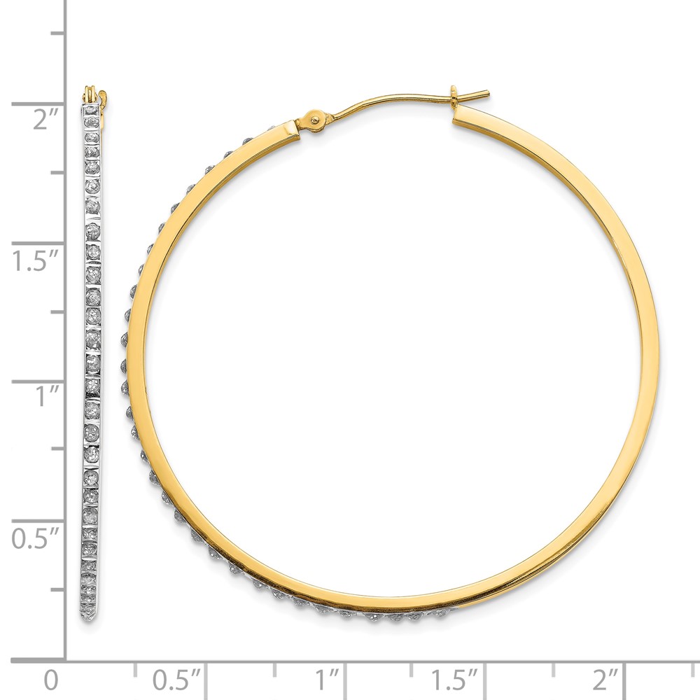 14k Diamond Fascination Large Round Hinged Hoop Earrings (DF122)