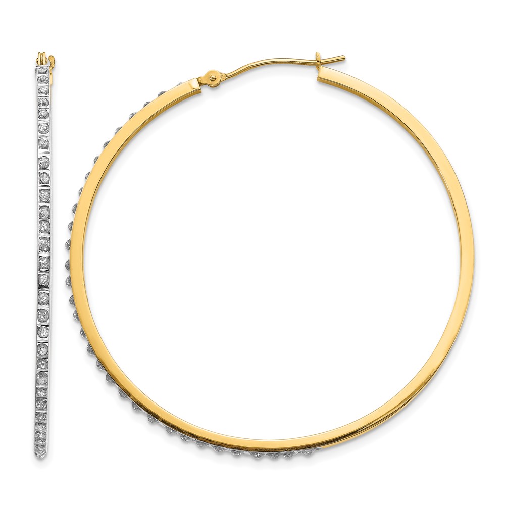 14k Diamond Fascination Large Round Hinged Hoop Earrings (DF122)