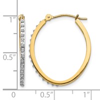 14K Yellow Gold Diamond Fascination Diamond Dust Accent 2x26mm Oval Hoop Earrings view 4