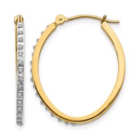 14K Yellow Gold Diamond Fascination Diamond Dust Accent 2x26mm Oval Hoop Earrings view 1
