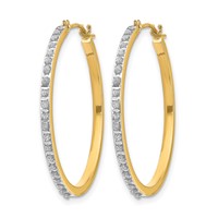 14K Yellow Gold Diamond Fascination Diamond Dust Accent 2x 27mm Round Hoop Earrings view 2