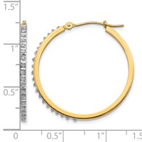 14K Yellow Gold Diamond Fascination Diamond Dust Accent 2x 27mm Round Hoop Earrings view 4
