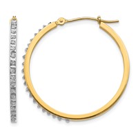 14K Yellow Gold Diamond Fascination Diamond Dust Accent 2x 27mm Round Hoop Earrings view 1