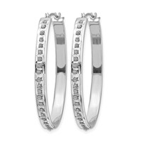 14K White Gold Diamond Fascination Diamond Dust Accent 4x 37mm Oval Hoop Earrings view 2