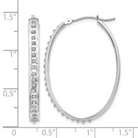 14K White Gold Diamond Fascination Diamond Dust Accent 4x 37mm Oval Hoop Earrings view 4