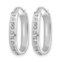 14K White Gold Diamond Fascination Diamond Dust Accent 3x 21mm Oval Hoop Earrings view 2