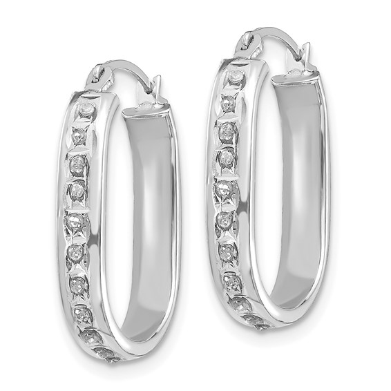 Gold Diamond Fascination Squared Hoop Earrings