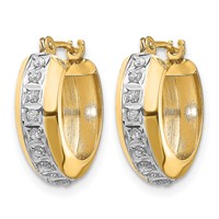 14K Yellow Gold Diamond Fascination Daimond Dust Accent 5x 16mm Round Hoop Earrings view 2