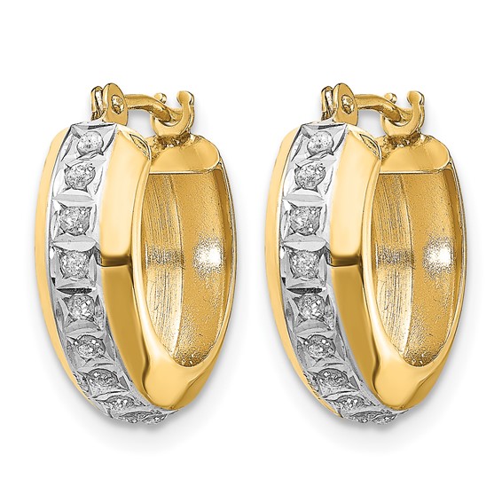 Gold Diamond Fascination Round Huggie Hoop Earrings
