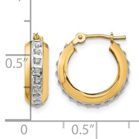 14K Yellow Gold Diamond Fascination Daimond Dust Accent 5x 16mm Round Hoop Earrings view 4