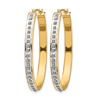 14K Yellow Gold Diamond Fascination Diamond Dust Accent 4x 37mm Oval Hoop Earrings view 2