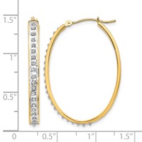 14K Yellow Gold Diamond Fascination Diamond Dust Accent 4x 37mm Oval Hoop Earrings view 4