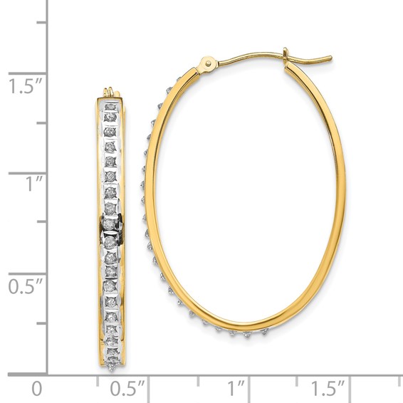 Gold Diamond Fascination Oval Hoop Earrings