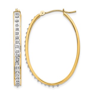 Gold Diamond Fascination Oval Hoop Earrings