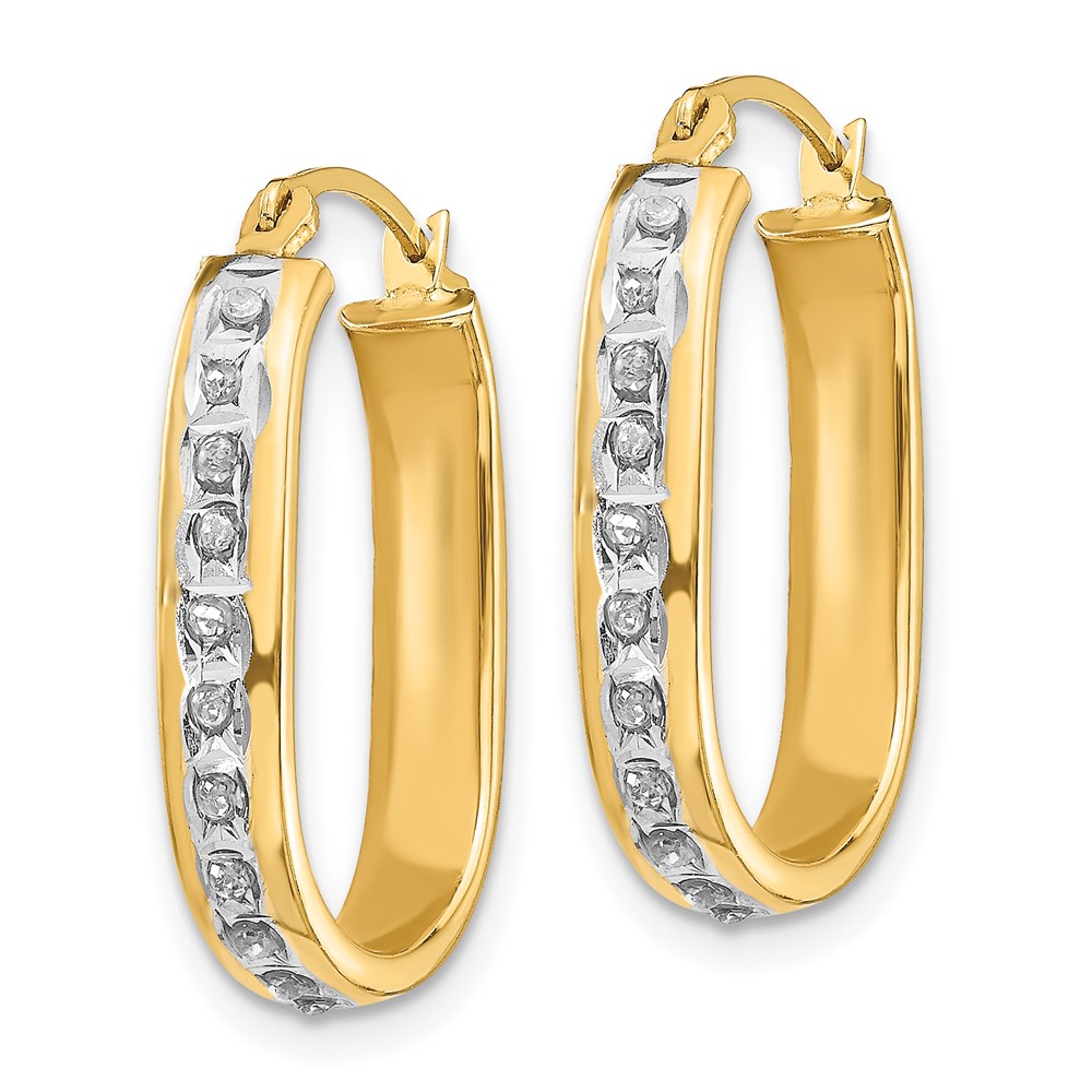 Echte 14kt Gelbgold Diamant Faszination Prinzessin quadratisch Klapp Creolen - Bild 2 von 5