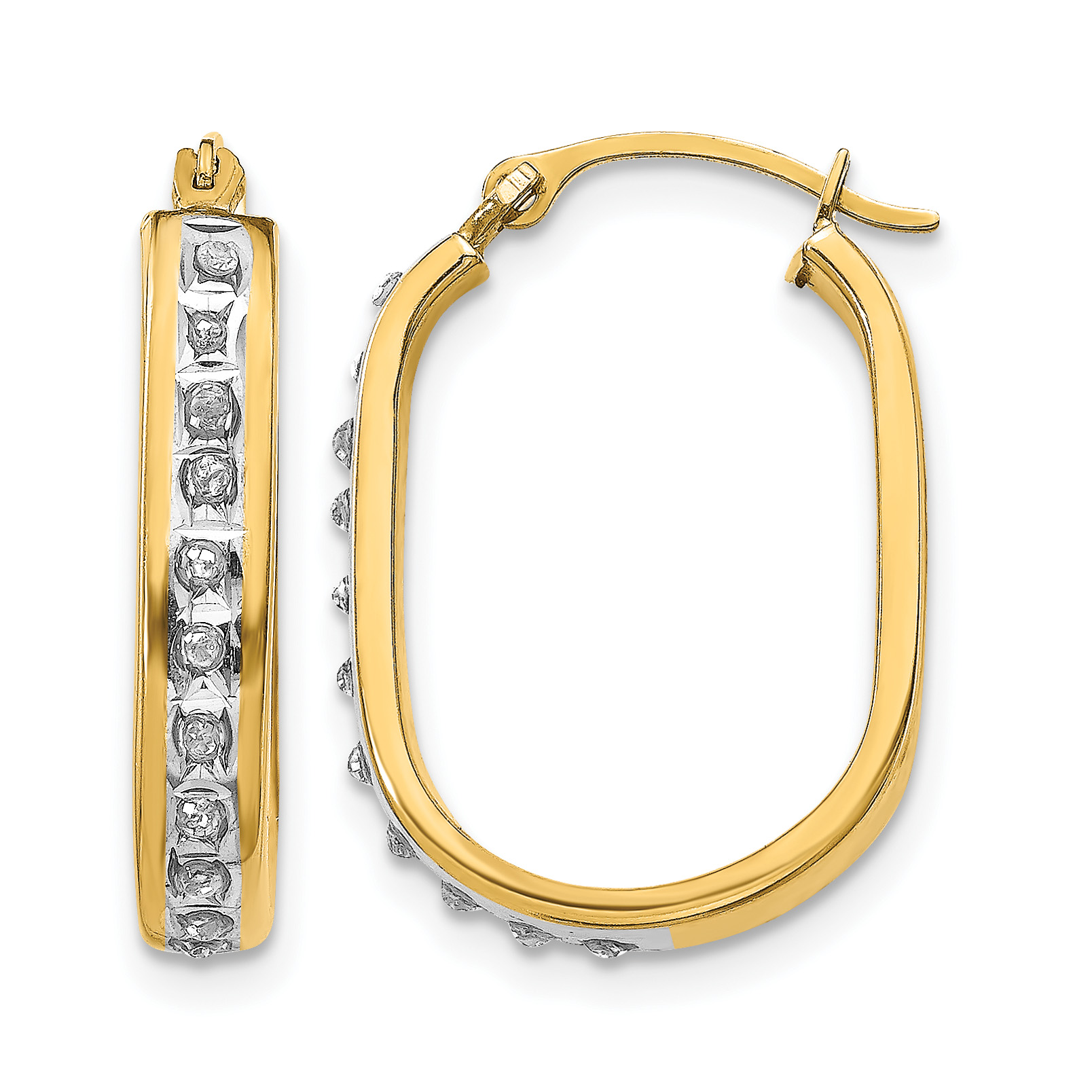14k Diamond Fascination Squared Hinged Hoop Earrings (DF136)