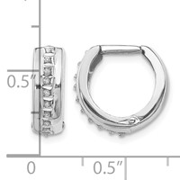 14K White Gold Diamond Fascination Diamond Dust Accent 5x 14mm Round Hinged Hoop Earrings view 4